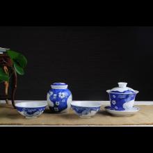 4头手绘青花工夫茶具-...
