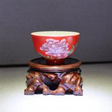 1头手绘珐琅彩中国红玫...